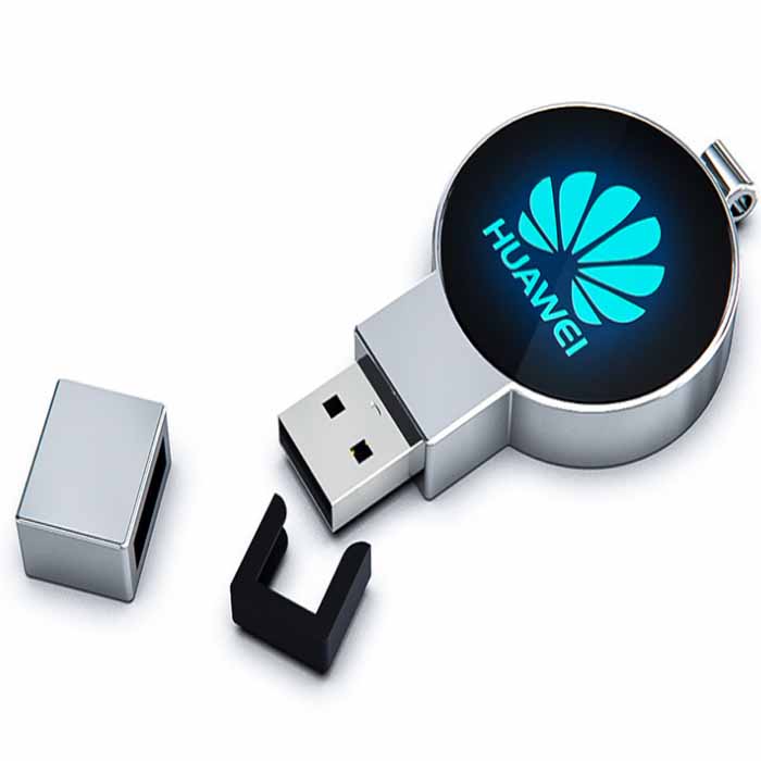 Moderna memoria USB de metal en forma de elipse con luz LED