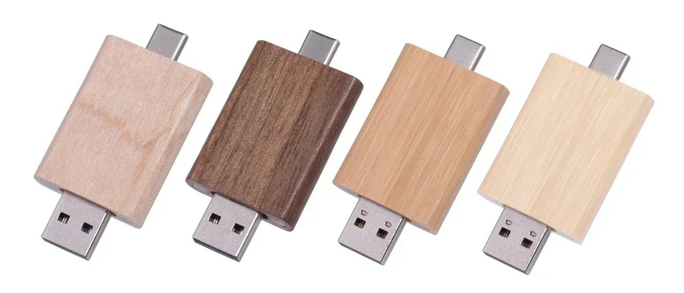 Pendrive Personalizado de Madera DUAL OTG 3.0 Con Logotipo