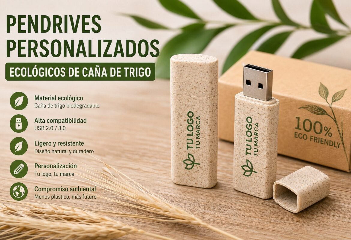 Pendrives Personalizados Ecológicos de Caña de Trigo